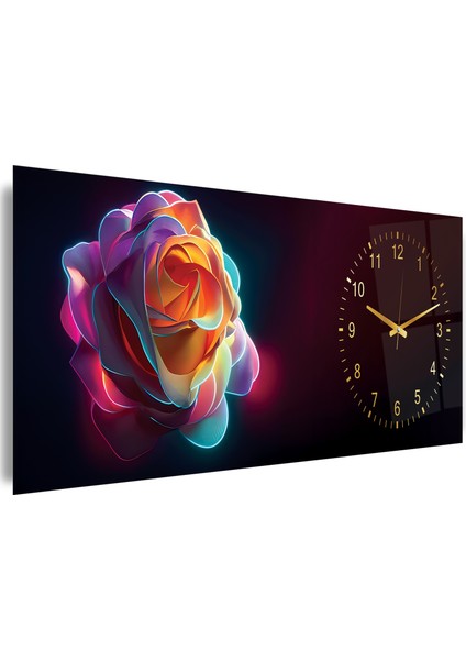 Saatli Neon Gül Cam Tablo fiyatları