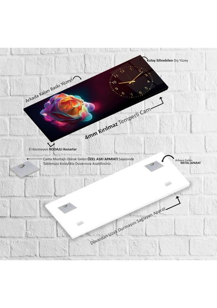 Saatli Neon Gül Cam Tablo indirimleri