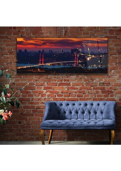 Saatli Istanbul Gece Cam Tablo fiyatları