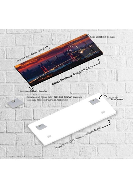 Saatli Istanbul Gece Cam Tablo fırsatları