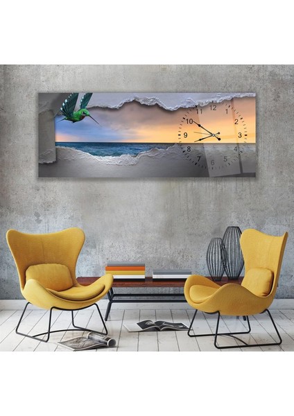 Saatli Arı Kuşu Cam Tablo