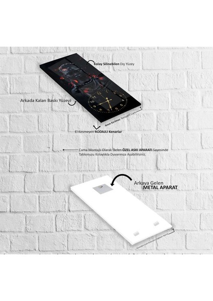 Saatli Siyah Kadın Cam Tablo fırsatları