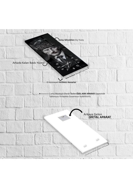 Saatli Mustafa Kemal Atatürk Cam Tablo indirimleri