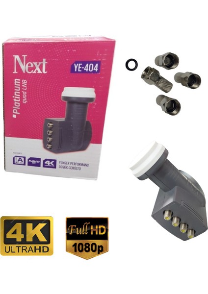 4'lü Dört Çıkışlı Lnb 4K Full Hd+4 Adet Contalı Konnektör