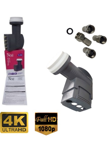 4'lü Dört Çıkışlı Lnb 4K Full Hd+4 Adet Contalı Konnektör