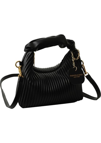 Niş Kişilik Pilili Çizgili Omuz Çantası (Yurt Dışından)