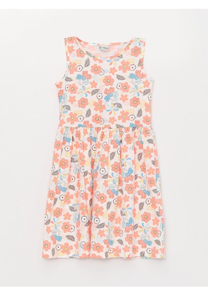 Lcw Kids Bisiklet Yaka Desenli Kız Çocuk Elbise