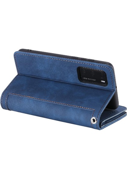 Huawei P40 Kordon Kickstand Pu Deri Cüzdan 9 Kart Yuvaları Için Flip Case (Yurt Dışından)