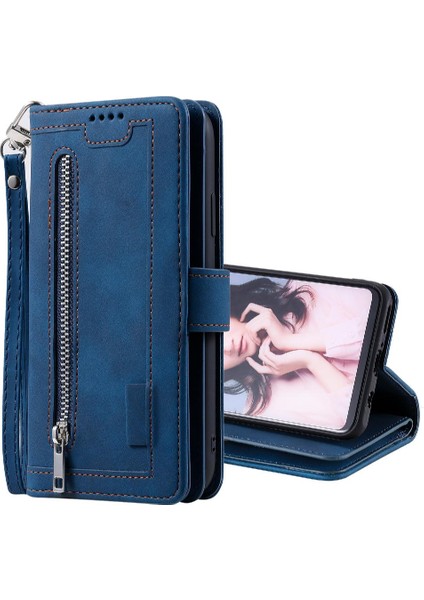 Huawei P30 Lite Kickstand Cüzdan Kordon 9 Kart Yuvaları Pu Için Flip Case (Yurt Dışından)