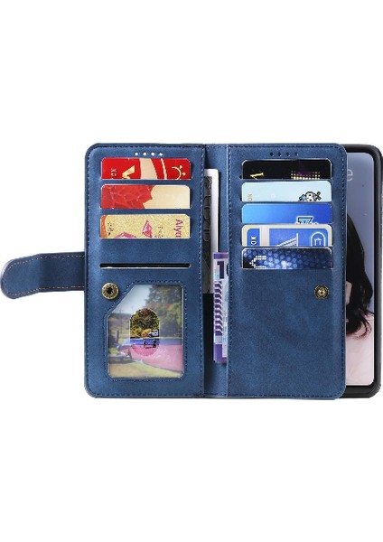 Huawei P30 Lite Kickstand Cüzdan Kordon 9 Kart Yuvaları Pu Için Flip Case (Yurt Dışından)