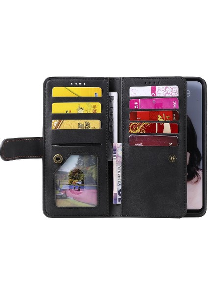 Huawei P30 Lite Kickstand Cüzdan Kordon 9 Kart Yuvaları Pu Için Flip Case (Yurt Dışından)
