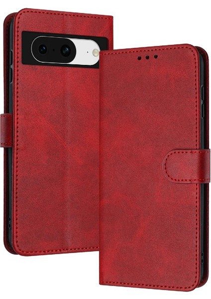 Pu ile Kart Yuvası Saf Renk ile Google Piksel 8 Kickstand Için Flip Case (Yurt Dışından)