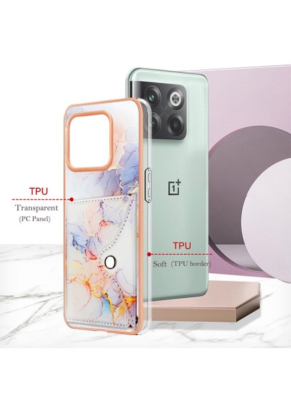 Oneplus 10T 5g Kart Yuvaları Için Kılıf Ince Cüzdan Yumuşak Tpu Tampon Mermer (Yurt Dışından)