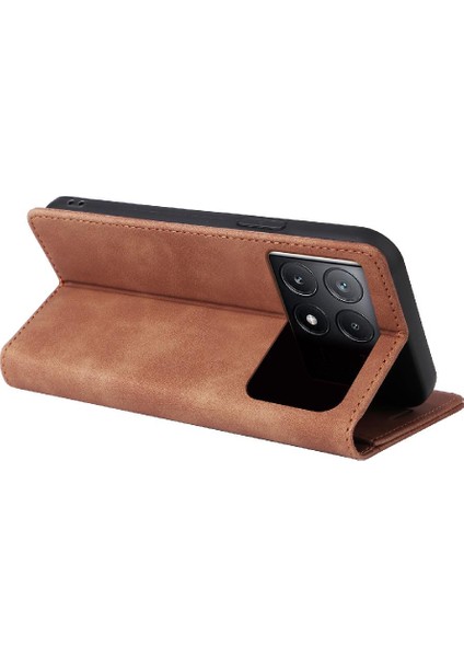 Xiaomi Poco X6 Pro Flip Kapak Için Flip Case Darbeye Deri Kılıf (Yurt Dışından)