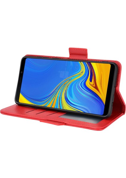 Samsung Galaxy A9 2018 Pu Deri Manyetik Kart Yuvaları Tutucu Yan (Yurt Dışından)