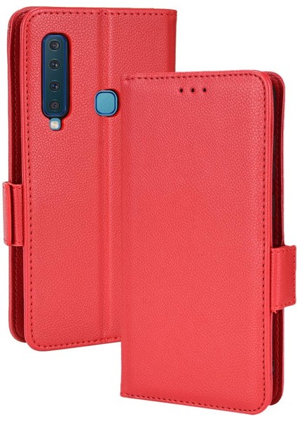 Samsung Galaxy A9 2018 Pu Deri Manyetik Kart Yuvaları Tutucu Yan (Yurt Dışından)