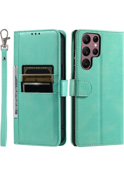 Samsung Galaxy S22 Ultra 6 Kart Yuvaları Kickstand Pu Deri Için Flip Case (Yurt Dışından)