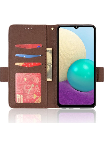 Samsung Galaxy A02 Manyetik Pu Deri Kart Yuvaları Tutucu Tarafı Için Kılıf (Yurt Dışından)