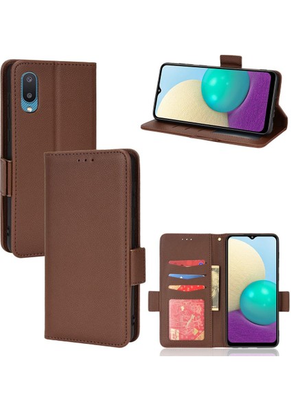Samsung Galaxy A02 Manyetik Pu Deri Kart Yuvaları Tutucu Tarafı Için Kılıf (Yurt Dışından)