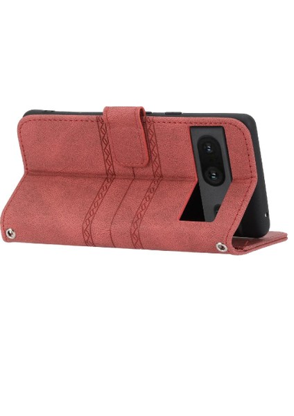 Google Piksel 8 Darbeye Koruyucu Kickstand Pu Deri Için Flip Case (Yurt Dışından)