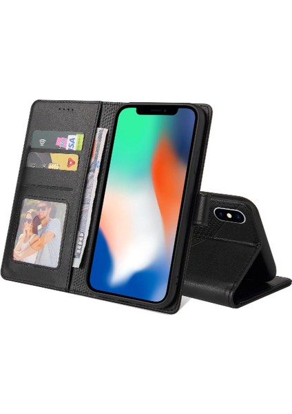 Iphone x Üç Kart Yuvaları Premium Deri Kickstand Için Flip Case (Yurt Dışından)
