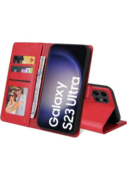 Samsung Galaxy S23 Ultra Üç Kart Yuvaları Kickstand Premium Için Flip Case (Yurt Dışından)