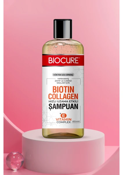 Biotin & Collagen + E Vitamin Kompleks, Yıpranmış, Zayıf Ve Cansız Saçlar Için Bakım Şampuanı