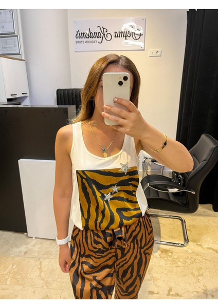 Zebra Desen Askılı Tshirt