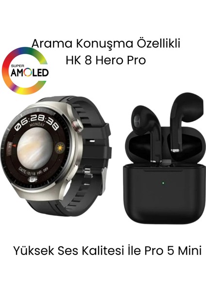 Sanal Ticaretiniz Watch Hk 8 Hero Akıllı Saat ve Air Pro 5 Mini Bluetooth Kulaklık