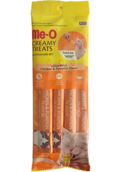 Me-O Meo Creamy Treats Tavuk ve Bal Kabaklı Kedi Ödül Maması 12 Adet 4X15 gr