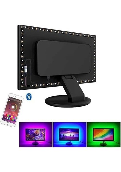 Alfalink Bluetoothlu Rgb LED Işıklı Şerit Aydınlatma Tv Arkası App Kontrol Müziğe Duyarlı Slikonlu