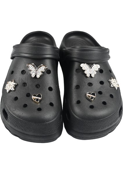 Taşlı Süslü Kelebekli Hafif Rahat Sandalet Crocs Terlik