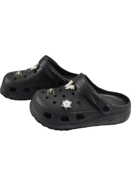 Taşlı Süslü Kelebekli Hafif Rahat Sandalet Crocs Terlik