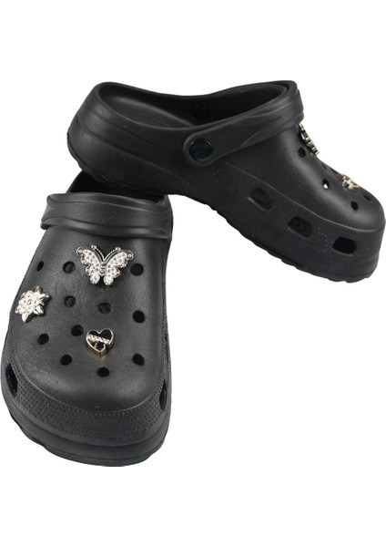 Taşlı Süslü Kelebekli Hafif Rahat Sandalet Crocs Terlik