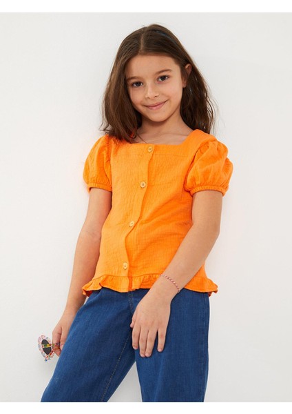 Lcw Kids Kare Yaka Kısa Kollu Kız Çocuk Tişört