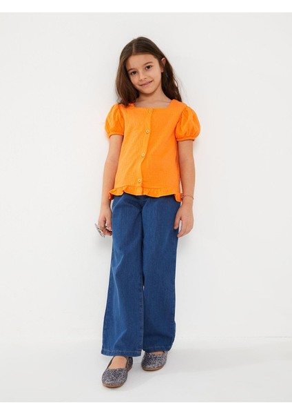 Lcw Kids Kare Yaka Kısa Kollu Kız Çocuk Tişört