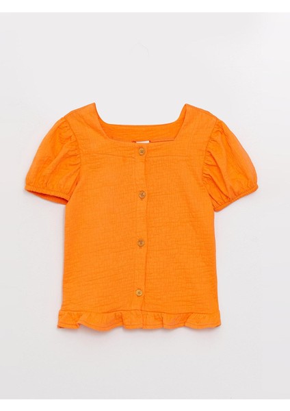 Lcw Kids Kare Yaka Kısa Kollu Kız Çocuk Tişört