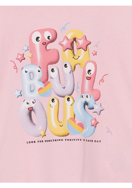 Lcw Kids Bisiklet Yaka Baskılı Kısa Kollu Kız Çocuk Tişört