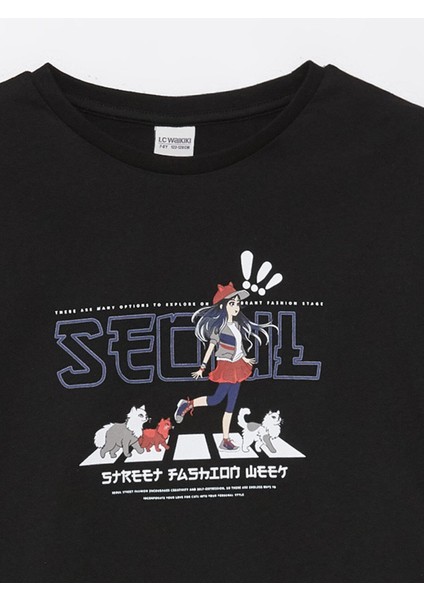 Lcw Kids Bisiklet Yaka Baskılı Kısa Kollu Kız Çocuk Crop Tişört modelleri