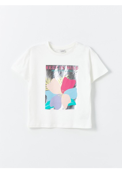 Lcw Kids Bisiklet Yaka Baskılı Kısa Kollu Kız Çocuk Tişört