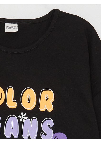 Lcw Kids Bisiklet Yaka Baskılı Kısa Kollu Kız Çocuk Tişört