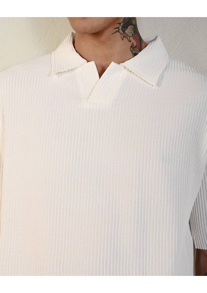 Yakalı Fitilli Oversize Erkek T-Shirt fiyatları