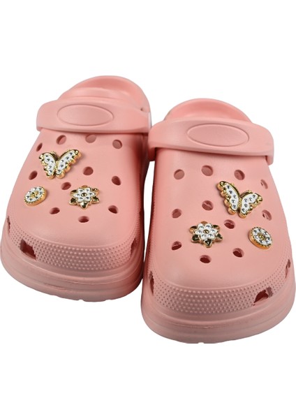 Taşlı Süslü Kelebekli Hafif Rahat Sandalet Crocs Terlik
