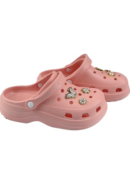Taşlı Süslü Kelebekli Hafif Rahat Sandalet Crocs Terlik