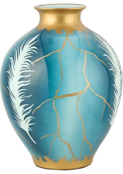 Plume Mavi Seramik Vazo 39 cm AK.WLT0539