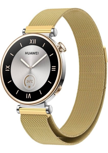 Huawei Watch Gt 4 41MM Kordon Hasır Metal Örgülü Ayarlanabilir Gold