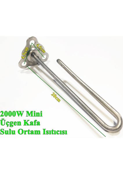 Üçgen Flanş Mini 2kw 230V 20CM Tank Isıtıcı Rezistansı- Isısan F2301