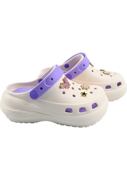 Taşlı Süslü Kelebekli Fiyonklu Yüksek Topuk Hafif Rahat Crocs Terlik
