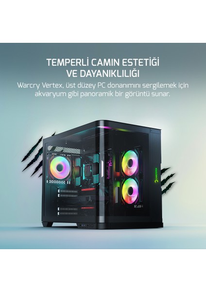 Warcry Vertex Argb Kavisli Temper Cam Type-C Atx Gaming Kasa