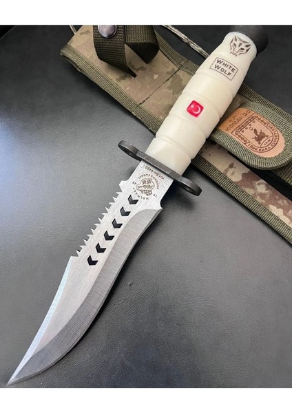 Halmak Denizci Beyaz Kurt Bıçağı Kılıfı ile Birlikte